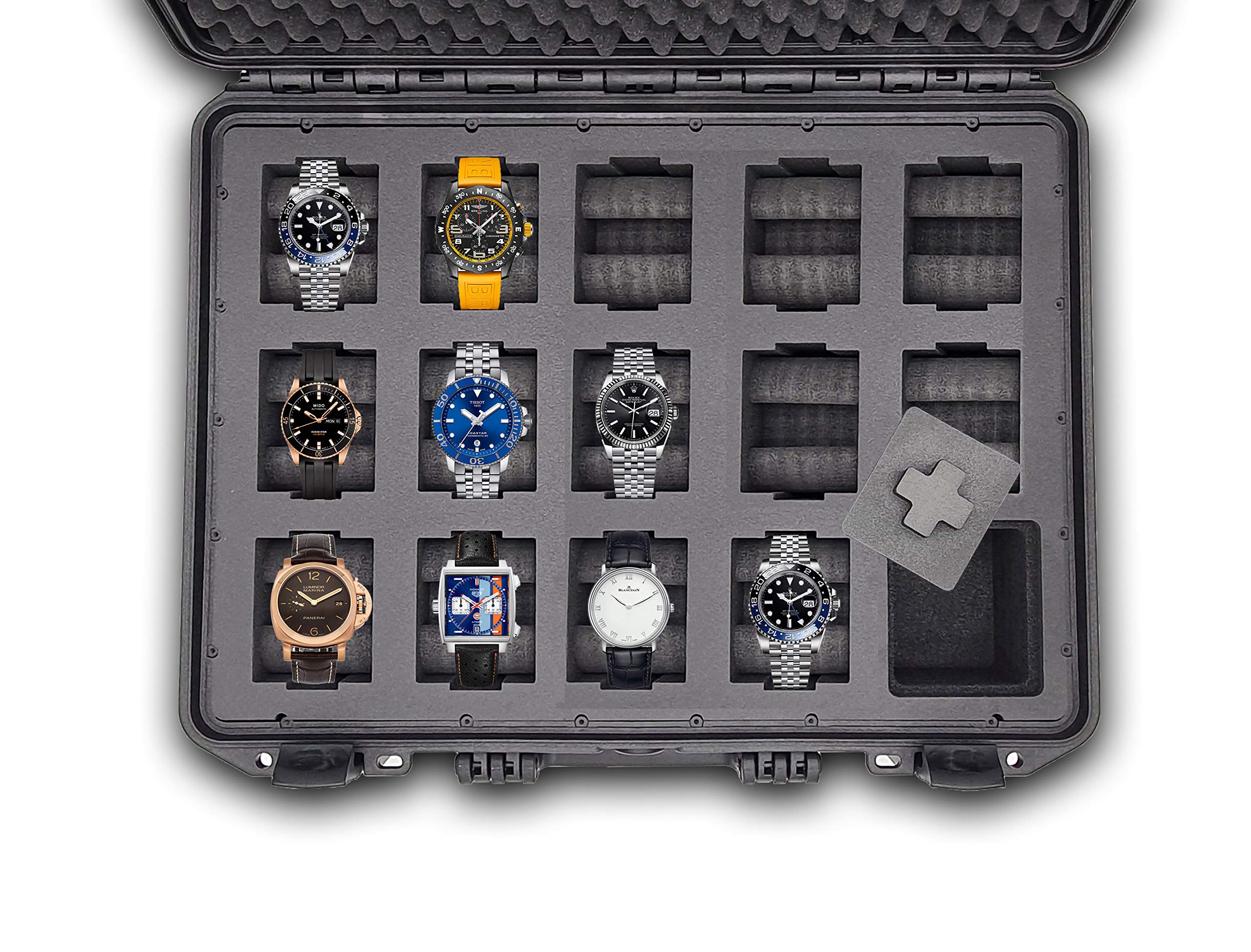 mc-cases® Watch Travel Case for up to 14 Watches - Waterproof - Dustproof - lockable - Made in Germany