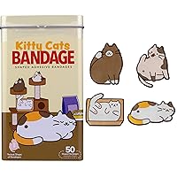Bandages, Kitty Cats Shaped Self Adhesive Bandage, Latex Free Sterile Wound Care, Fun First Aid Kit Supplies for Kids and Adults, 50 Count