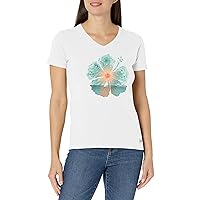 Life is Good Women's Hibiscus Sail Flower Cotton Tee, Short Sleeve Graphic V-Neck T-Shirt