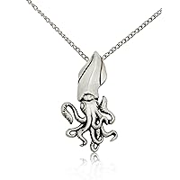 Squid Silver INOX Pewter Gold Brass Charm Necklace Pendent Jewelry