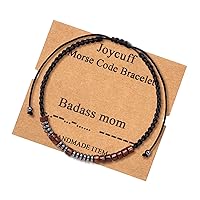 JoycuFF Inspirational 𝐌𝐨𝐫𝐬𝐞 𝐂𝐨𝐝𝐞 𝐁𝐫𝐚𝐜𝐞𝐥𝐞𝐭 𝐟𝐨𝐫 𝐖𝐨𝐦𝐞𝐧 Secret Message Wood Beads with Cord Jewelry Birthday Christmas Mother's Day 𝐆𝐢𝐟𝐭 𝐟𝐨𝐫 𝐇𝐞𝐫 Mother Grandmother