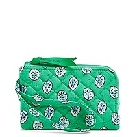 Vera Bradley Cotton Double Zip ID Case Wallet with RFID Protection, Garden Green Leaf