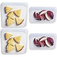 Stasher Silicone Reusable Storage Bag, 4-Pack Lunch/Travel (Clear) | Food Meal Prep Storage Container | Lunch, Travel, Makeup, Gym Bag | Freezer, Oven, Microwave, Dishwasher Safe, Leakproof