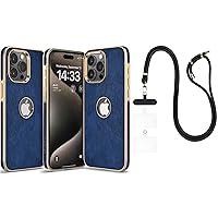 LOHASIC PU Leather Case for iPhone 15 Pro Max, with Phone Lanyard