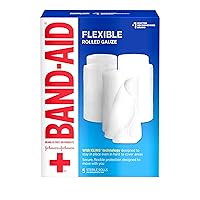 Band Aid Brand of First Aid Products Flexible Rolled Gauze Dressing for Minor Wound Care, Soft Padding and Instant Absorption, 4 Inches by 2.1 Yards, Value Pack 5 ct
