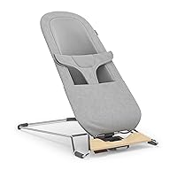 UPPAbaby Mira Bouncer/Portable 2-in-1 Bouncer + Seat Grows with Your Baby/GREENGuard® Gold, JPMA + FSC® Certified/Cozy Seat Liner + Storage Bag Included/Stella (Grey Mélange/Silver Chrome/Maple Wood)