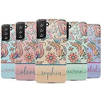 Custom Oriental Flowers Paisley Case, Personalized Name Case Designed for Samsung Galaxy S24 Plus, S23 Ultra, S22, S21, S20, S10, S10e, S9, S8, Note 20, 10