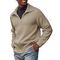 PJ PAUL JONES Men's Full Zip Cardigan Sweaters Unisex Relax Fit Lapel Collar Raglan Sleeve Casual Ribbed Sweater