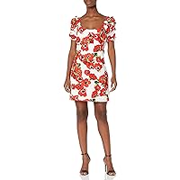 Sugar Lips Women's Fly Away Floral Print Ruched Sleeve Mini Dress
