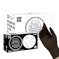 Thick Nitrile Gloves - 5.5 Mil Powder Free Latex Free Black Nitrile Gloves - Disposable, Food Safe, Multipurpose Gloves