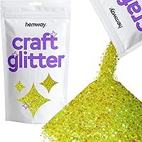 Hemway Craft Glitter - Multi-Size Chunky Fine Glitter Mix for Arts Crafts Tumbler Resin Painting Decorations Epoxy, Cosmetics for Nail Body Festival Art - Fluorescent Yellow - 100g / 3.5oz