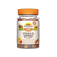 Sundown Vitamin D3 50mcg 2000IU Gummies for Immune Support, Non-GMO, Dairy-Free, Gluten-Free, Naturally Flavored, 90 Count