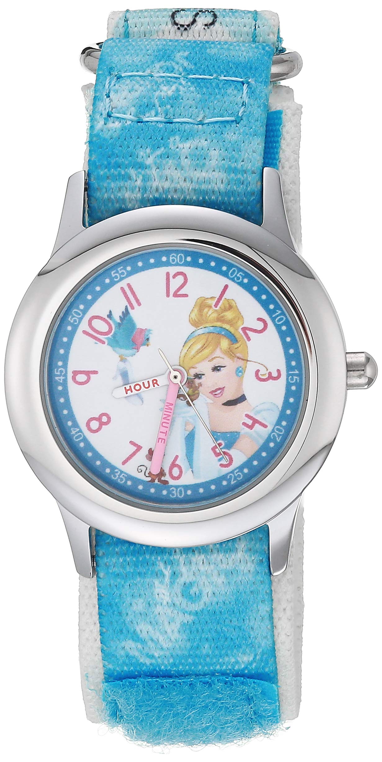 Disney Princess Kids' Stainless Steel Time Teacher Analog Quartz Nylon Strap Watch