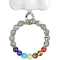 Chakra Phone Charm Lanyard Cell Phone Wrist Strap Relax Anxiety Natural Healing Beaded Keychain for Women Men
