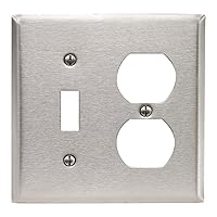 Leviton 84005-40 2-Gang 1-Toggle 1-Duplex Device Combination Wallplate, Standard Size, Device Mount, Stainless Steel