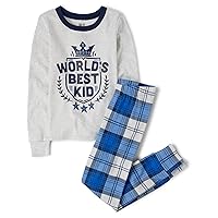 The Children's Place Boys' Long Sleeve Top and Pants Snug Fit 100% Cotton 2 Piece Pajama Set