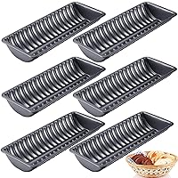 Gerrii 6 Pcs Almond Cake Pan Carbon Steel Non Stick Loaf Pan Bread Baking Pan Loaf Pan Mold for Tart Popover Roll, 12.2 x 4.72 x 1.57 Inches