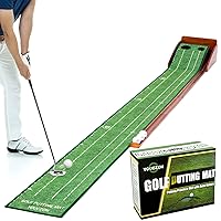 Putting Green Indoor,Wrinkle-Free Golf Mat with Auto Ball Return - Durable Solid Wood Base, Luxurious Velvet Surface - Ideal for Home or Office