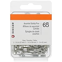 SINGER 07470 Assorted Safety Pins, Multisize, 65-Count,