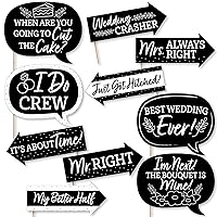 Big Dot of Happiness Funny Mr. and Mrs. - Black and White Wedding or Bridal Shower Photo Booth Props Kit - 10 Piece
