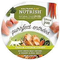 Rachael Ray Nutrish Purrfect Entrees Natural Wet Cat Food, Cravin' Chicken Dinner Recipe, 2 Ounce Cup (Pack of 12), Grain Free