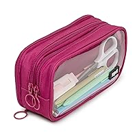 ZIPIT Half & Half Pencil Case for Girls | Large Capacity Pencil Pouch | Pencil Bag for School, College and Office (Pink)