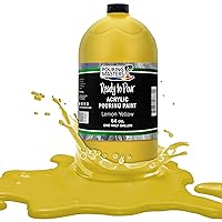 Pouring Masters Lemon Yellow Acrylic Ready to Pour Pouring Paint – Premium 64-Ounce Pre-Mixed Water-Based - For Canvas, Wood, Paper, Crafts, Tile, Rocks and more