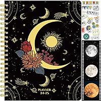 Planner 2024-2025 Monthly Planner 2024 Weekly Planner Spiral Bound 18 Month Daily Planner from January 2024 to June 2025, 8.5 x 11, Monthly Index Tabs, 4 Sticker Sheets(Moon-1)