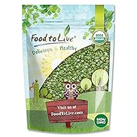 Food to Live Organic Green Split Peas, 5 Pounds Non-GMO, Dried, Vegan, Kosher, Bulk. Easy to Cook. Great Source of Protein, Fiber, Essential Minerals. For Pea Soup, Stews, Salads. Product of Canada.