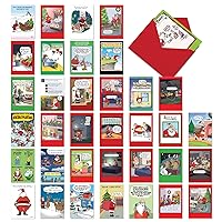 NobleWorks 36 Assorted Box Set Hysterical Christmas Greeting Cards w/5 x 7 Inch Envelopes (36 Designs, 1 Each) Santa Laughs AC10020XSG-B1x36