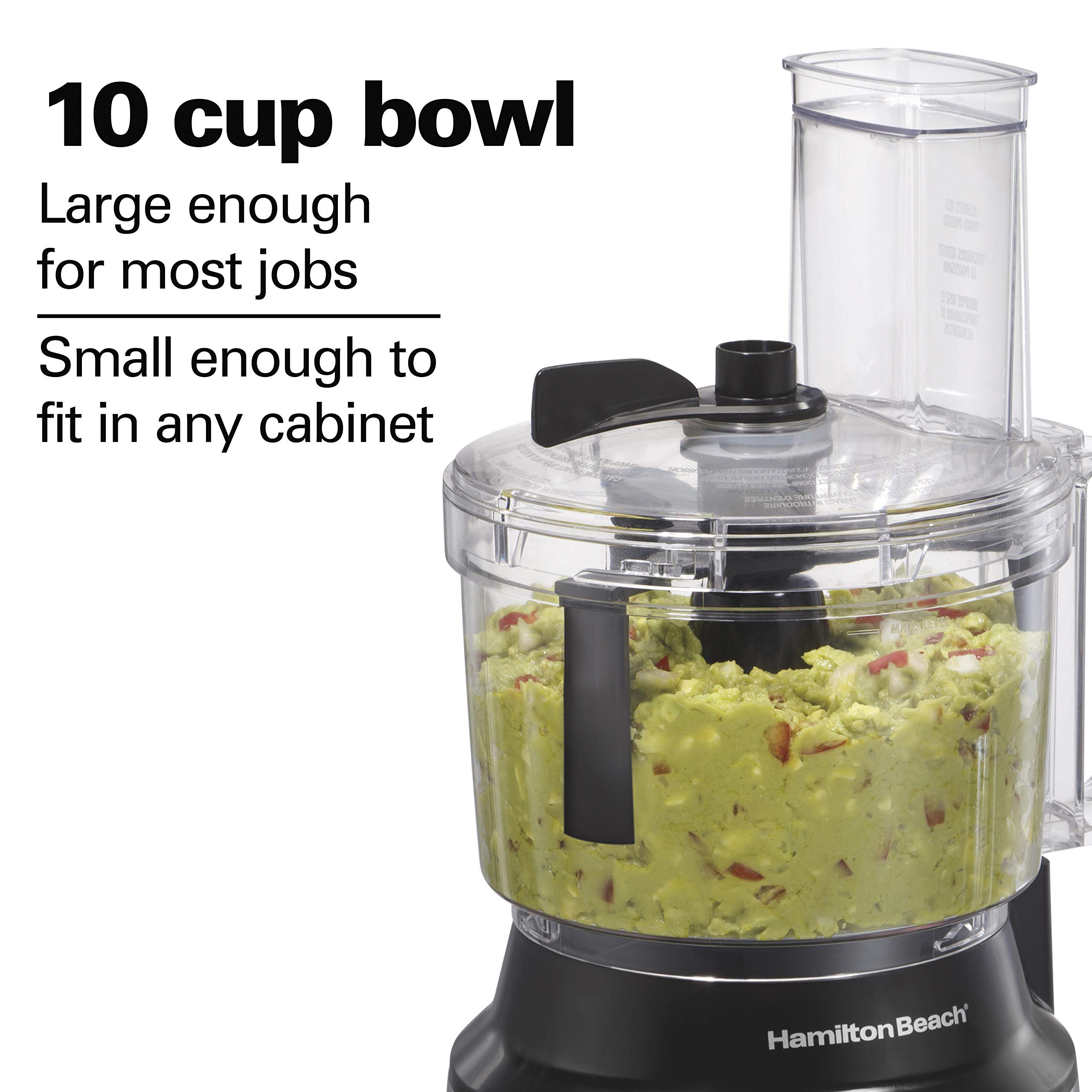 Hamilton Beach Food Processor & Vegetable Chopper for Slicing, Shredding, Mincing, and Puree, 10 Cups + Easy Clean Bowl Scraper, Stainless Steel (70730)