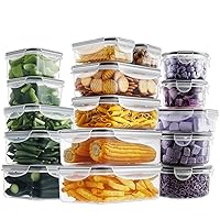 32 Pieces Food Storage Containers Set with Snap Lids (16 Lids + 16 Containers), Plastic Containers, BPA-Free Lunch Container Bento Box for Home, Black