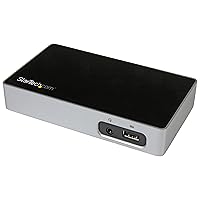 StarTech.com DVI Docking Station for Laptops - USB 3.0 - Universal Laptop Docking Station - DVI Laptop Dock (USB3VDOCKD),Black & silver