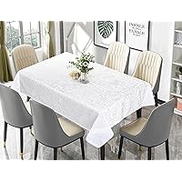 Violet Linen Velveteen Velour Solid Pattern, Polyester, Elegance Heavyweight Engineered Luxurious Brushed Velvet Upscale Jacquard Fabric, White, 67 inch by 160 inch, Rectangle Tablecloths