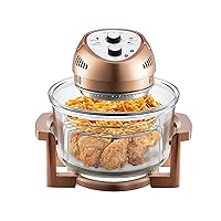 16Qt Large Air Fryer Oven – Large Halogen Oven Cooker with 50+ Air Fryers Recipe Book for Quick + Easy Meals for Entire Family, AirFryer Oven Makes Healthier Crispy Foods – Copper