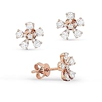 14K Rose Gold .57ct White Diamond Flower Stud Earrings