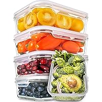 PrepNaturals 5 Pack 30 Oz Glass Meal Prep Containers - Dishwasher Microwave Freezer Oven Safe - Glass Storage Containers with Lids (Multi-Compartment)