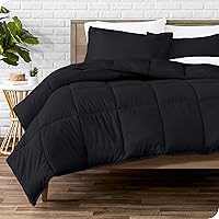 Comforter Set - Queen Size - Ultra-Soft - Goose Down Alternative - Premium 1800 Series - All Season Warmth (Queen, Black)
