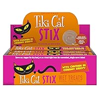 Tiki Cat Stix Mousse Treats, Single Serve Indulgent Lickable Treat or Dry Food Topper, with Chicken in Creamy Gravy, 0.5 oz. Pouch (Pack of 20)