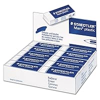 Staedtler Mars Plastic Eraser, Professional Quality, White Block Erasers, Phthalate and Latex Free, Box of 20, 526 50