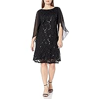 Tiana B Women's Plus Size Seqence Lace A-line with Tulip Sheer Sleeve