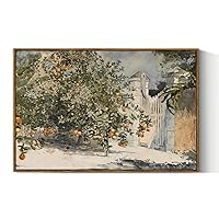 VIYYIEA Vintage Plant Large Framed Wall Art, Orange Trees and Gate Painting Decor Aesthetic, 24x36 Inch Canvas Print Artwork, Farmhouse Still Life Wall Pictures for Bedroom Living Room
