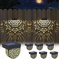 Solar Fence Lights 6 Pack Deck Lights Outdoor Waterproof LED Solar Powered Step Wall Lights Outdoor Decorations for Front Door(Black)