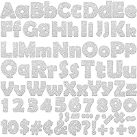 260Pcs Glitter Silver Bulletin Board Letters for Classroom 4” Letter Combo Pack Set Numbers Alphabet Poster Board with Adhesive Dots Punctuation Symbol Cutout for School Classroom Wall Decor