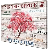 Vintage Office Decor Inspirational Posters Wall Decor Rustic In This Office Inspiring Wall Art Pink Tree Picture Print on Canvas for Home Office Decoration Framed Positive Quotes Gifts 24x20inch