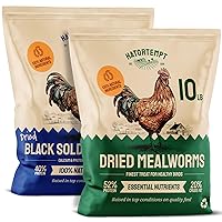 Chicken Treat Mix - Dried Mealworms (10lb) & Black Soldier Fly Larvae for Chickens (10lb) - 100% Natural Organic Protein Rich Chicken Feed for Laying Hens, Ducks, Wild Birds | 20lb