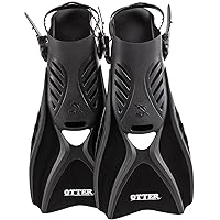 IST FK31 Otter Trek Swim Fins, Short Compact Snorkeling Flippers with Open Heel & Adjustable Straps for Travel