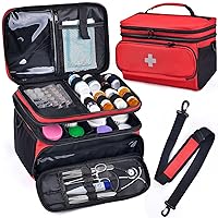 Medicine Storage and Organizer Bag, 2 Layers Travel Pill Bottle Organizer with Shoulder Strap, Home First Aid Kit for Emergency Medication Travel Bag.