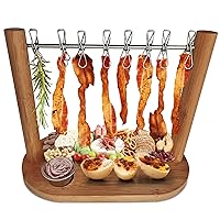 Bamboo Cheese Board, Charcuterie Tray, Charcuterie Boards Gift Set, Bacon Hanger Meat Serving Tray and a Bamboo Cheese Board, Cheese Boards Charcuterie Boards Elevating Food (Brown Bamboo, 5 Pack)