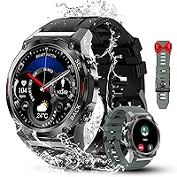 OUKITLE BT50 Rugged Smart Watch for Men,45 Days Extra-Long Battery,Double Watch strap,Sport Military Watches,1.43